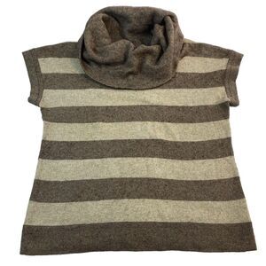 GAP Striped Cowl Neck Sleeveless Sweater - Brown & Cream